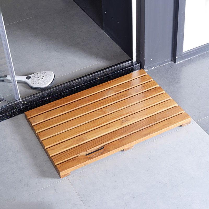 Shop Log Color Spa Solid Teak Bathroom Shower Mat Bathroom Anti-Slip Mat Mademoiselle Home Decor