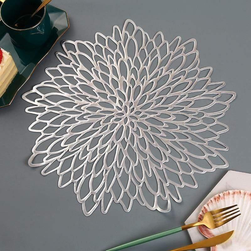 Shop 0 Silver Table Mat Hibiscus Flower Bronzing PVC Placemat Hollow Insulation  Coaster Pads Table Bowl Home Christmas Decor Heat Resistant Mademoiselle Home Decor