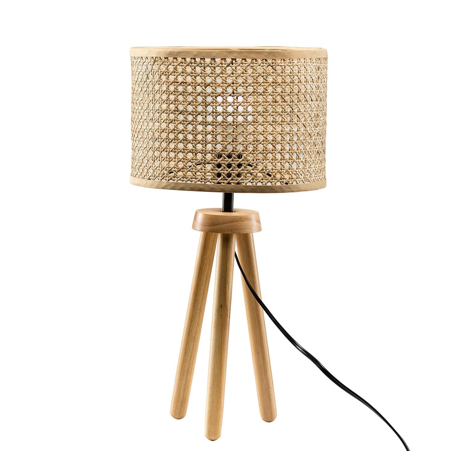Shop Tenedos Solid Wood Rattan 21.3" Table Lamp with In-line Switch Control Mademoiselle Home Decor