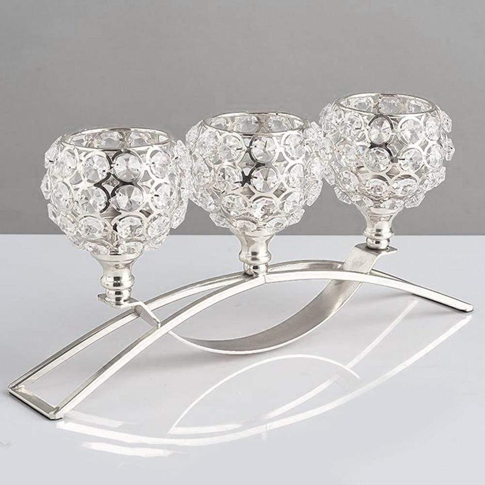 Shop 0 silver 3 Arms Candelabras Crystal Arch Bridge Goblet Candle Holders Bowl Tealight Candlesticks Romantic Ornament for Home Wedding Decor Mademoiselle Home Decor