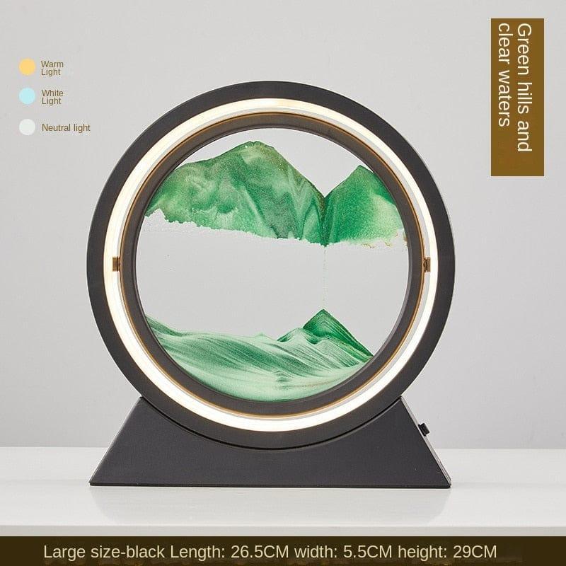 Shop 0 Black-Green 29CM 3D Hourglass LED Lamp Quicksand Moving Rotating Art Sand Scene Dynamic Living Room Decoration Accessories Modern Home Decor Gift Mademoiselle Home Decor