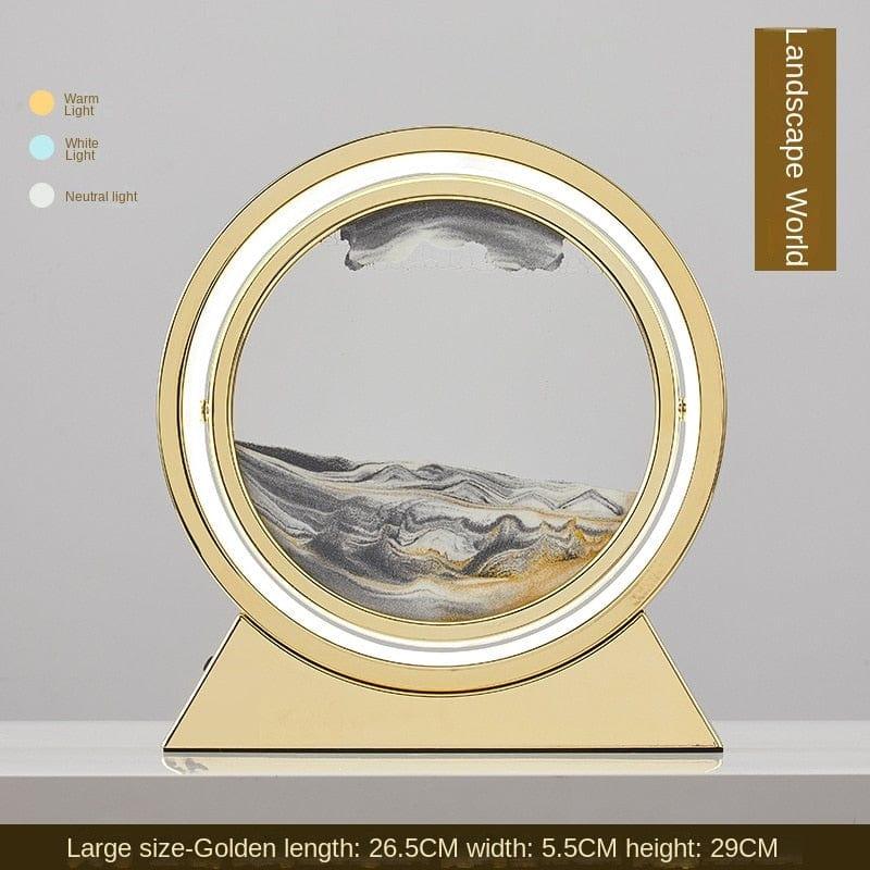 Shop 0 Gold--Grey 29CM 3D Hourglass LED Lamp Quicksand Moving Rotating Art Sand Scene Dynamic Living Room Decoration Accessories Modern Home Decor Gift Mademoiselle Home Decor