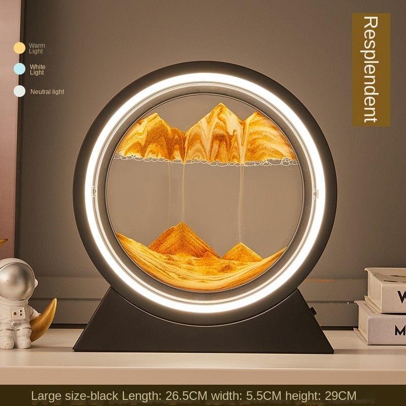 Shop 0 Black-Orang 29CM 3D Hourglass LED Lamp Quicksand Moving Rotating Art Sand Scene Dynamic Living Room Decoration Accessories Modern Home Decor Gift Mademoiselle Home Decor