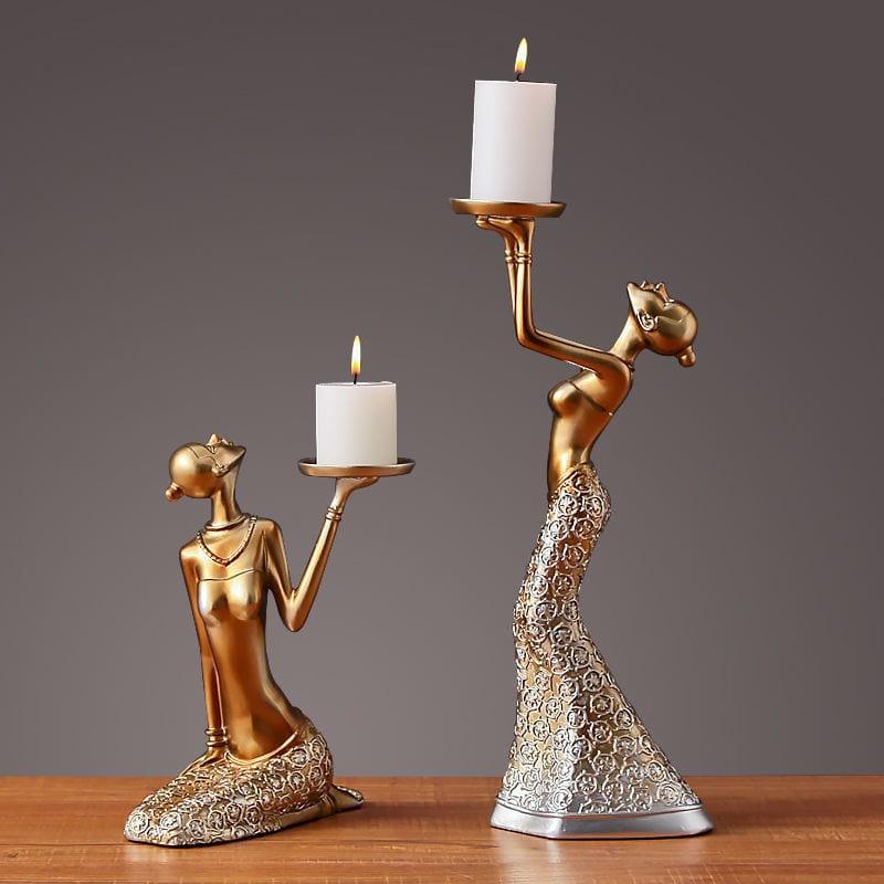 Shop 0 Nordic Romantic Candle Holder Decoration Golden Candle Holder Retro Light Luxury Home Dining Table Candlelight Dinner Props Mademoiselle Home Decor