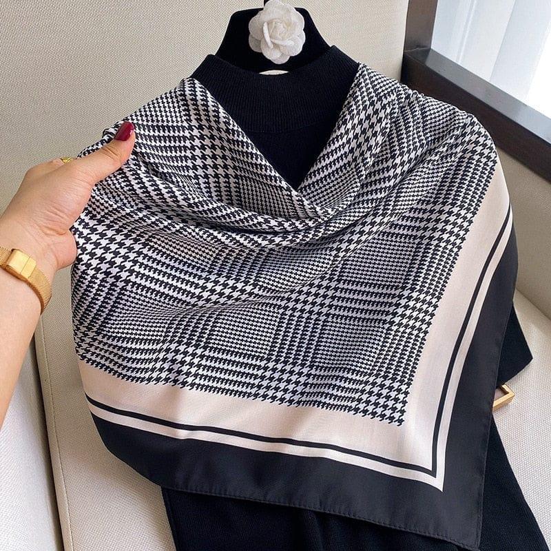 Shop 0 90*90cm Women Scarf Silk Feeling Hair Neck Square Brand Office bandanna muffler Waiter Flight Attendants Handkerchief Rings wrap Mademoiselle Home Decor