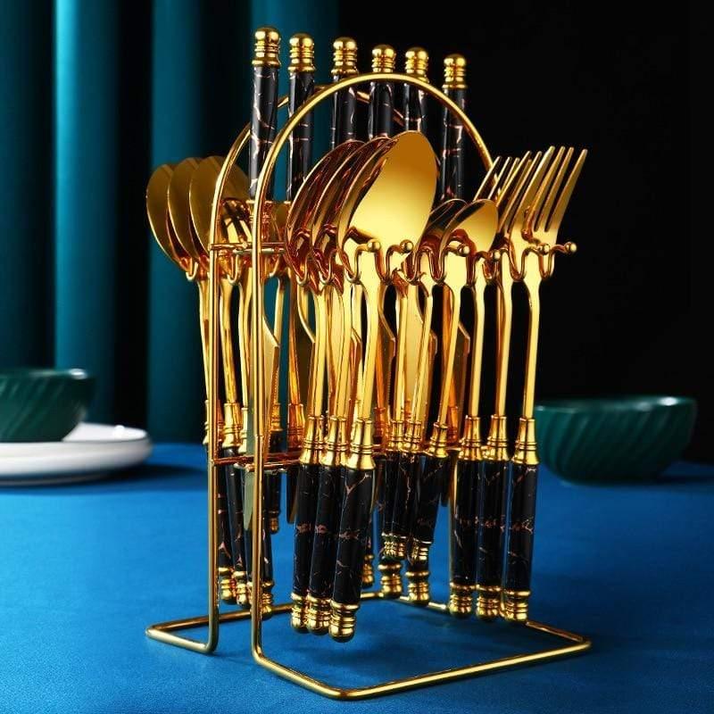 Shop 100003310 Black 24pcs Amora Cutlery Set Mademoiselle Home Decor