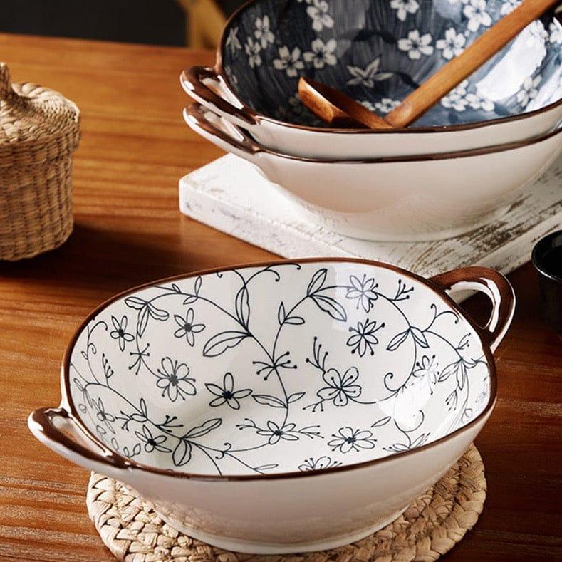 Shop 0 780ml Japanese Soup Bowl With Handle Ceramic Salad Bowl Kitchen Tableware Pasta Dish Bowl Microwave Oven Bakware Pan Mademoiselle Home Decor