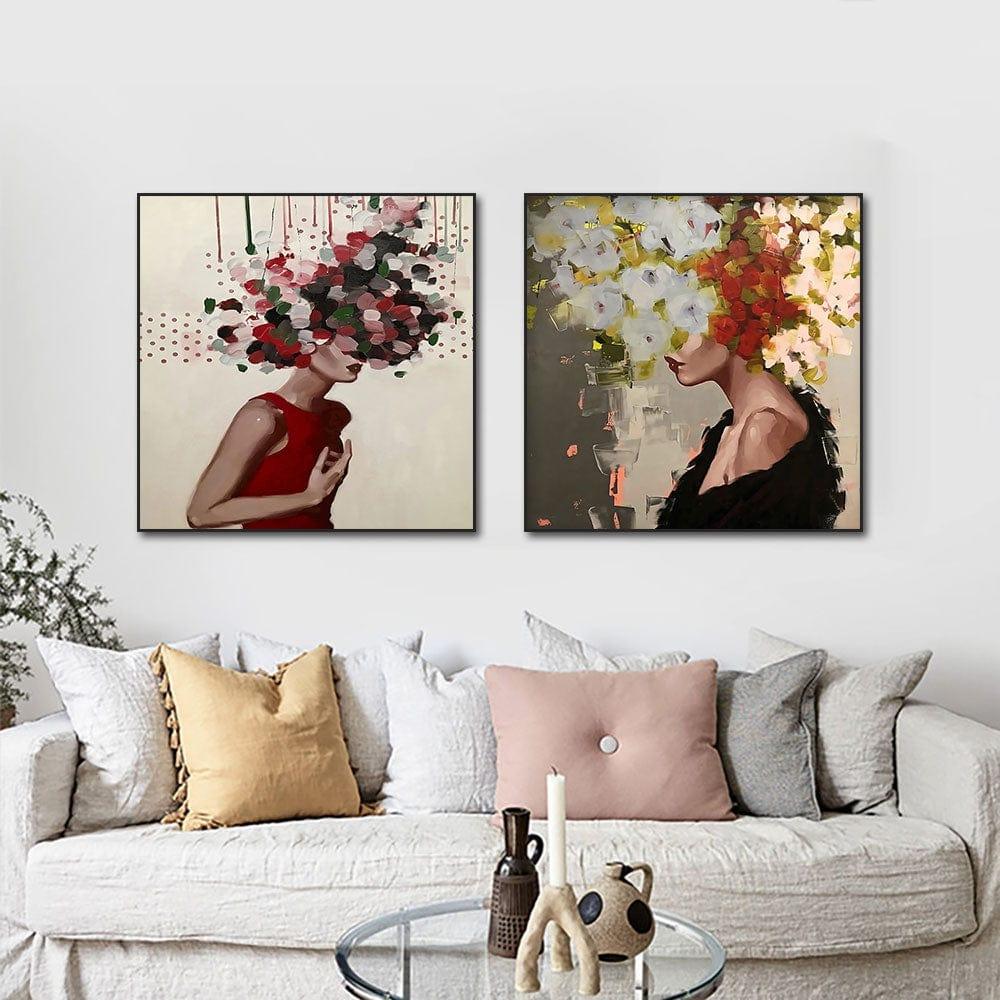 Shop 0 Abstract Girl Head With Flowers Canvas Painting Modern Wall Art Pictures Posters And Prints For Living Room Home Decoration Mademoiselle Home Decor