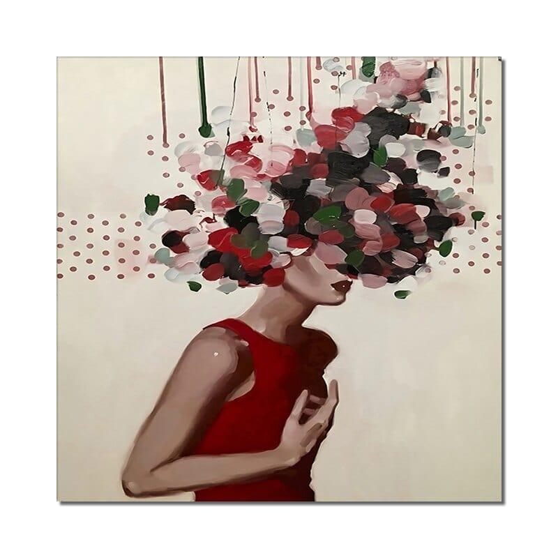 Shop 0 30x30cm   no frame / SY 16014 Abstract Girl Head With Flowers Canvas Painting Modern Wall Art Pictures Posters And Prints For Living Room Home Decoration Mademoiselle Home Decor