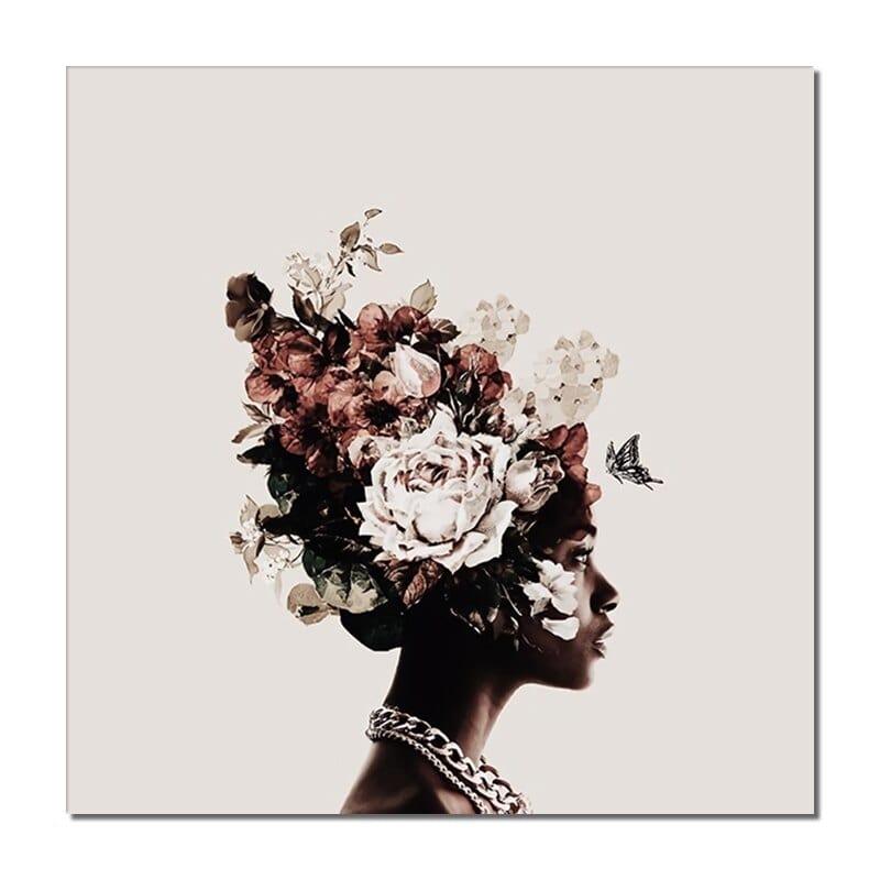 Shop 0 30x30cm no frame / SY 16015 Abstract Girl Head With Flowers Canvas Painting Modern Wall Art Pictures Posters And Prints For Living Room Home Decoration Mademoiselle Home Decor
