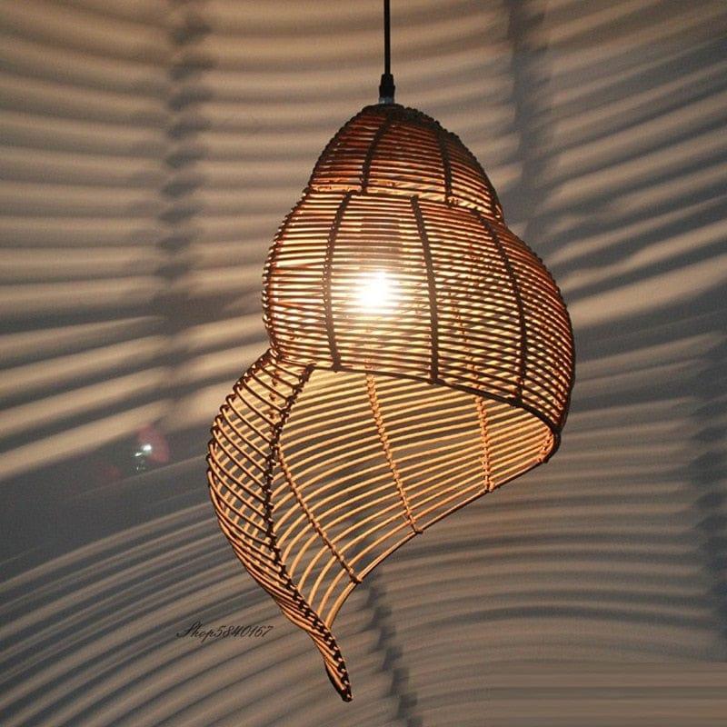 Shop 0 Pastoral Style Conch Rattan Lamp Vintage Pendant Lights Dining Room Decor Lighting Fixtures Cafe Restaurant Suspension Luminaire Mademoiselle Home Decor