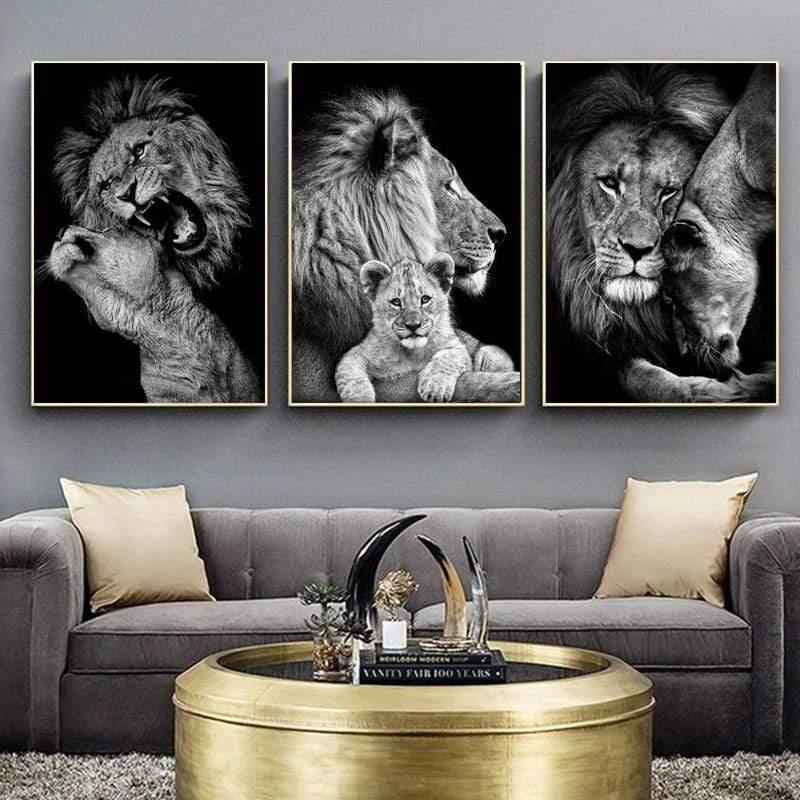 Shop 0 Black White Animals Art Lions Oil Painting Canvas Art Posters and Prints Wall Pictures for Living Room Home Wall Cuadros Decor Mademoiselle Home Decor