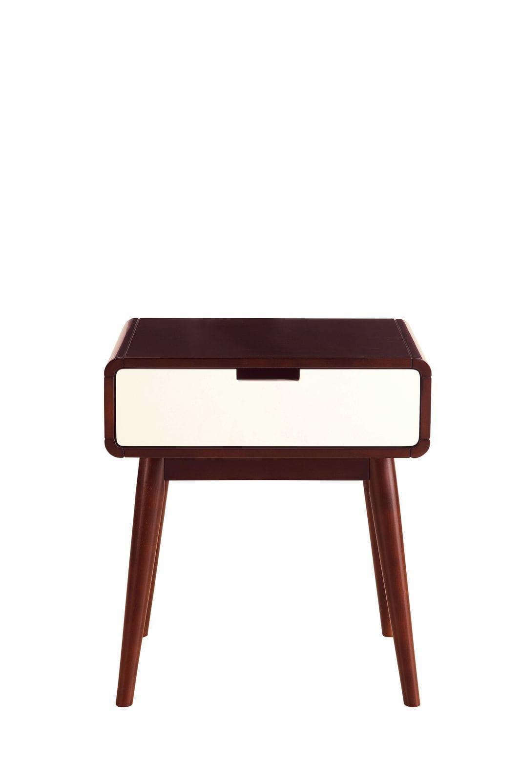 Shop ACME Christa End Table in Espresso & White 82852 Mademoiselle Home Decor