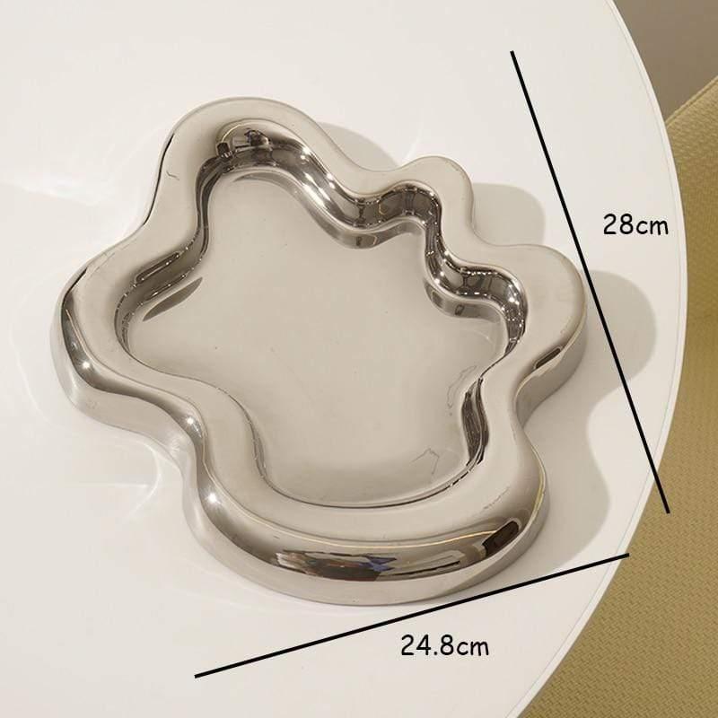 Shop 0 Creative Silver-plated Ceramic Mirror Storage Tray Flowing Line Art Storage Tray Ornaments Home Desktop Decoration Accessories Mademoiselle Home Decor