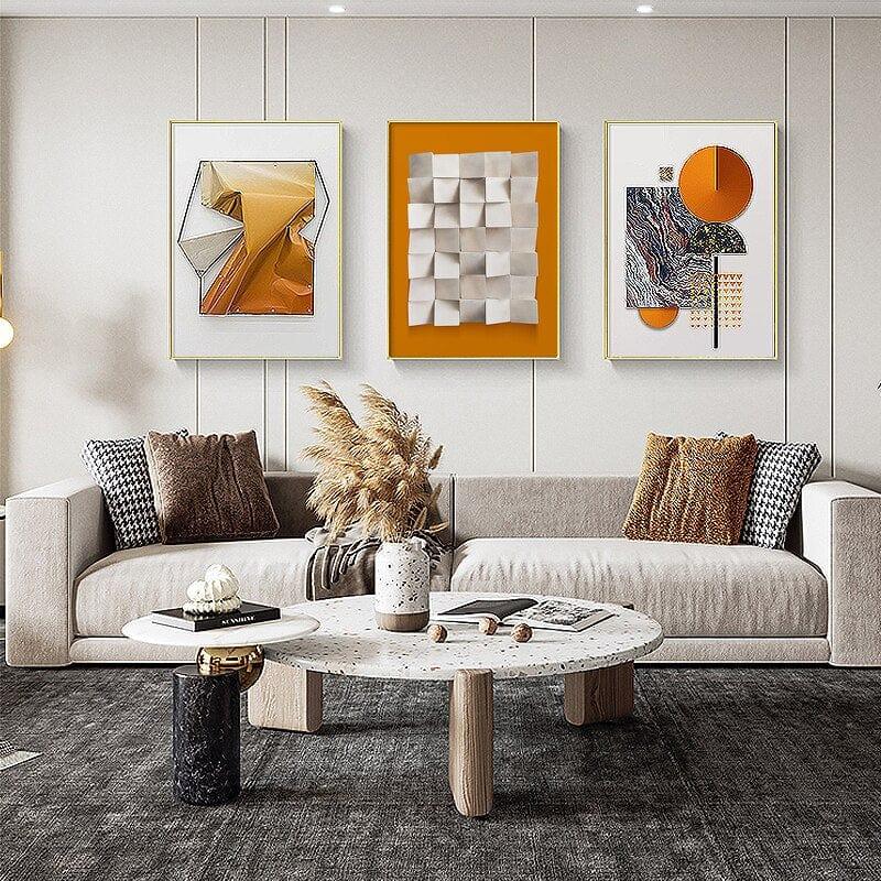 Shop 0 Abstract Orange geometric Canvas Painting for Living Room Bedroom Poster and Print Modern Luxury Wall Home Decoration Art Poster Mademoiselle Home Decor
