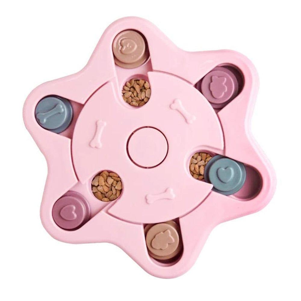 Shop 0 Hexagonal (Pink) Dog Puzzle Toys Slow Feeder Increase IQ Interactive Turntable Toy Food Dispenser Slowly Eating Bowl Pet Cat Dogs Training Game Mademoiselle Home Decor