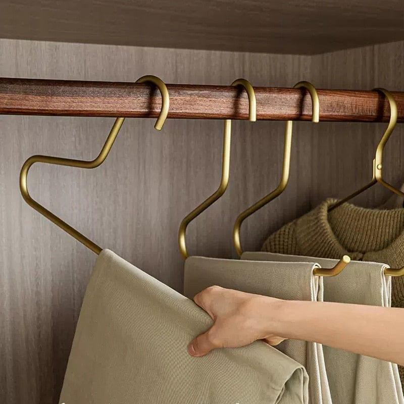 Shop 0 5pcs Non-Slip Pants Rack Trouser Drying Hangers Gold/Sliver Solid Metal Open Ended Pant Storage Space Saver Wardrobe Organzier Mademoiselle Home Decor