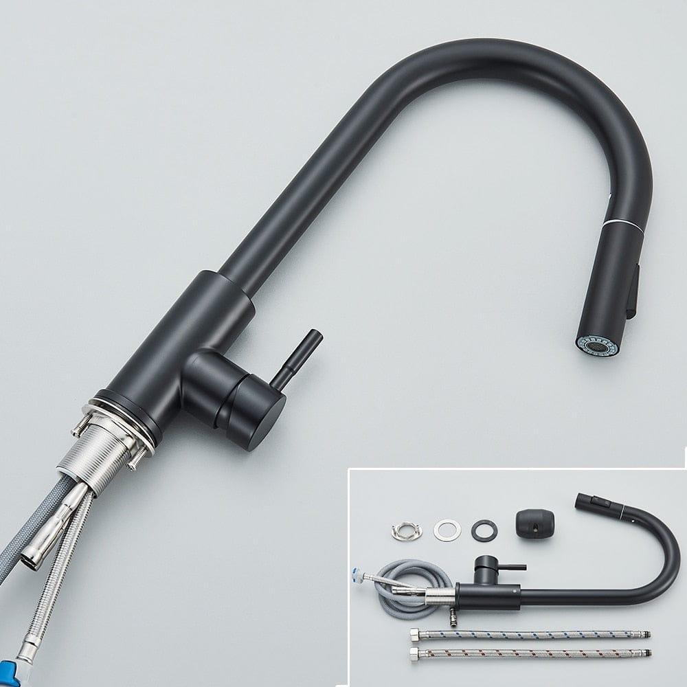 Shop 0 Free Shipping Black Kitchen Faucet Two Function Single Handle Pull Out Mixer Hot and Cold Water Taps Deck Mounted Mademoiselle Home Decor