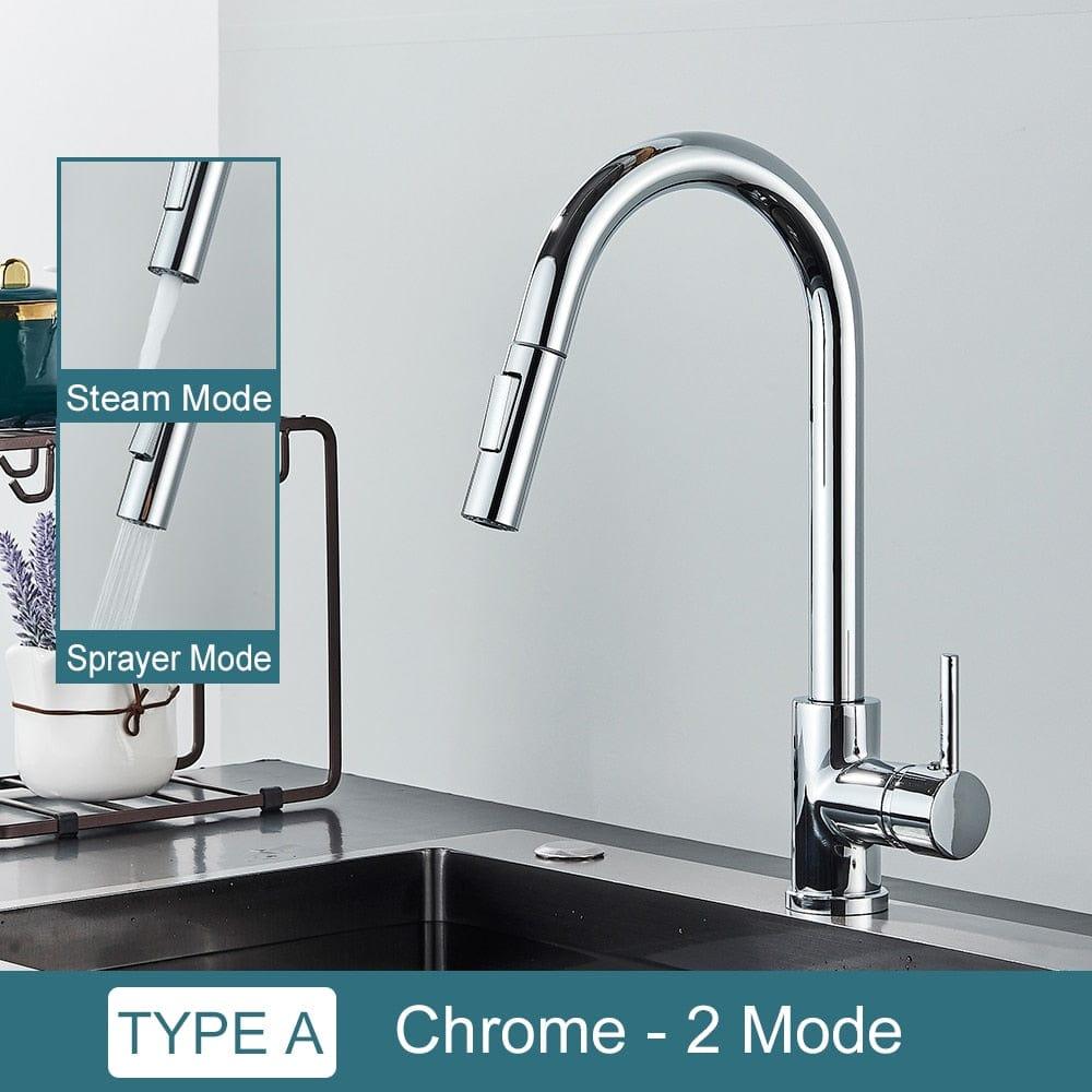 Shop 0 Chrome A Free Shipping Black Kitchen Faucet Two Function Single Handle Pull Out Mixer Hot and Cold Water Taps Deck Mounted Mademoiselle Home Decor