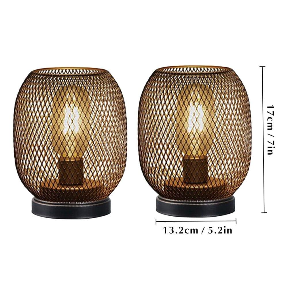 Shop 0 2Pcs A / China 2Pcs Metal Cage Table Lamp Round Shaped LED Lantern Battery Powered Cordless Lamp for Weddings Party  Home Decor Candle Holder Mademoiselle Home Decor