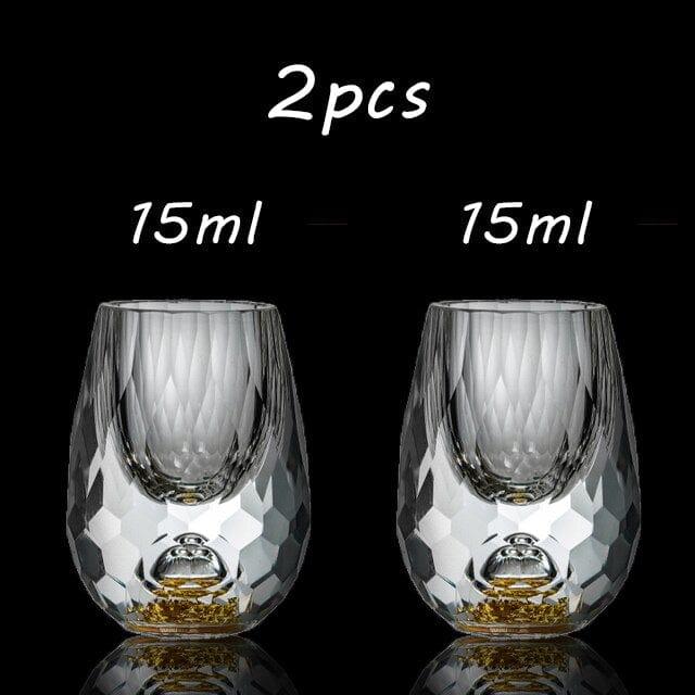 Shop 0 15ml C 2pcs / China Shot Glass Crystal Gold Foil Crystal Shot Glasses For Wine Set Double Glass Wine Cup For Home Bar Cups Sake Shochu Glass Mademoiselle Home Decor