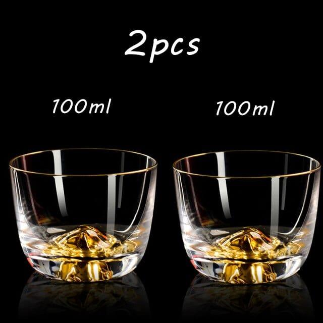 Shop 0 100ml D 2pcs / China Shot Glass Crystal Gold Foil Crystal Shot Glasses For Wine Set Double Glass Wine Cup For Home Bar Cups Sake Shochu Glass Mademoiselle Home Decor