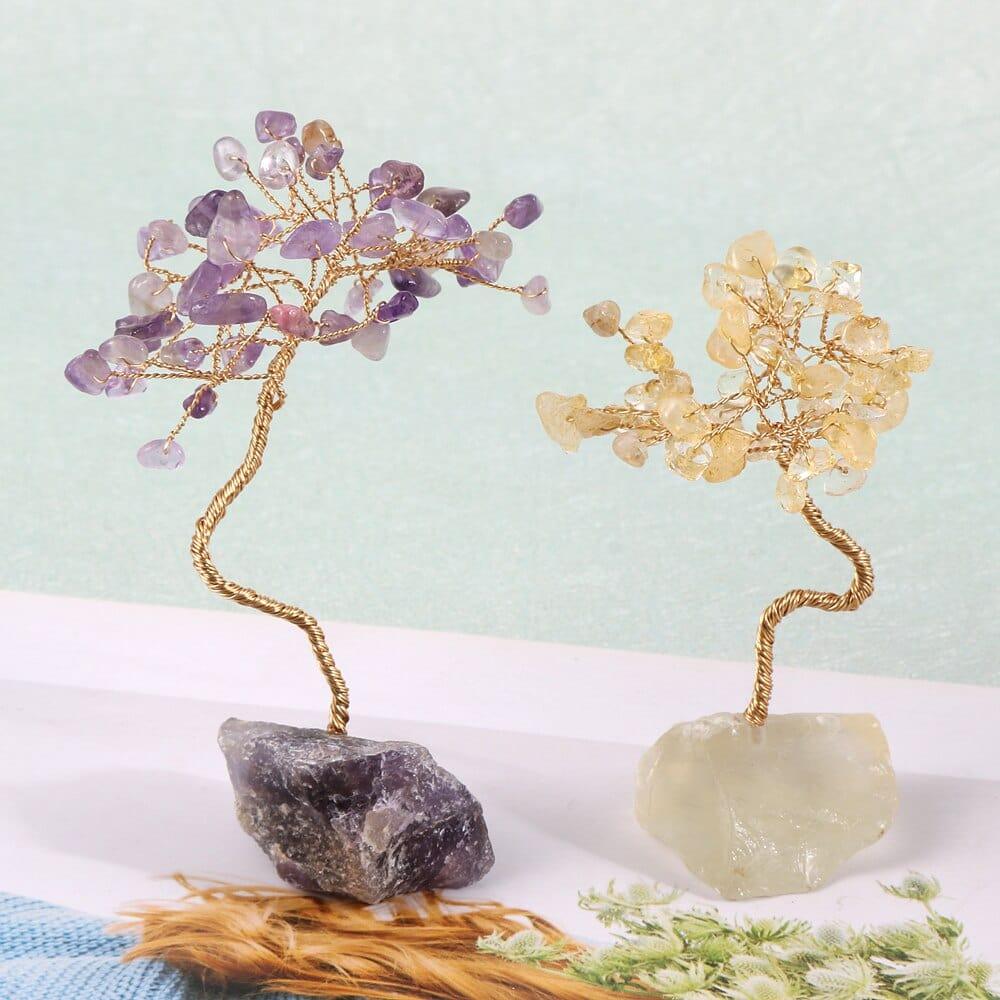 Shop 0 Mini Natural Crystal Quartz Tree of Life Copper Wire Amethysts Tiger Eye Chip Gravel Trees Reiki Healing Home Room Decoration Mademoiselle Home Decor