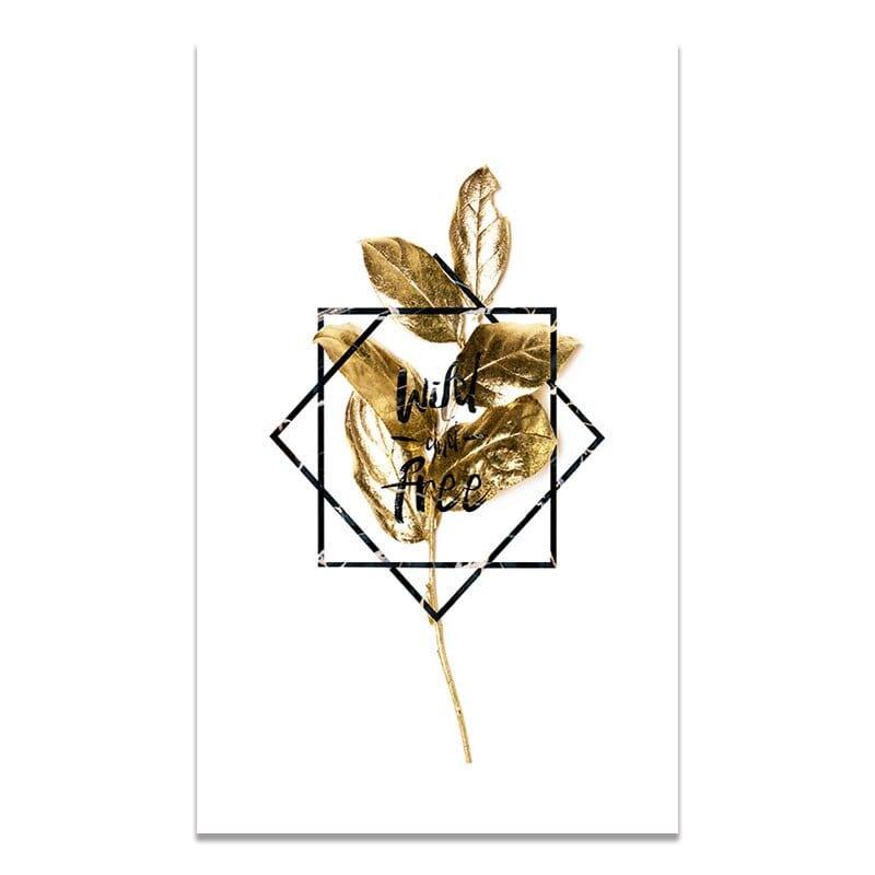 Shop 0 07 / 13x18cm No Frame Nordic Golden Abstract Leaf Flower Wall Art Canvas Painting Black White Feathers Poster Print Wall Picture for Living Room Decor Mademoiselle Home Decor