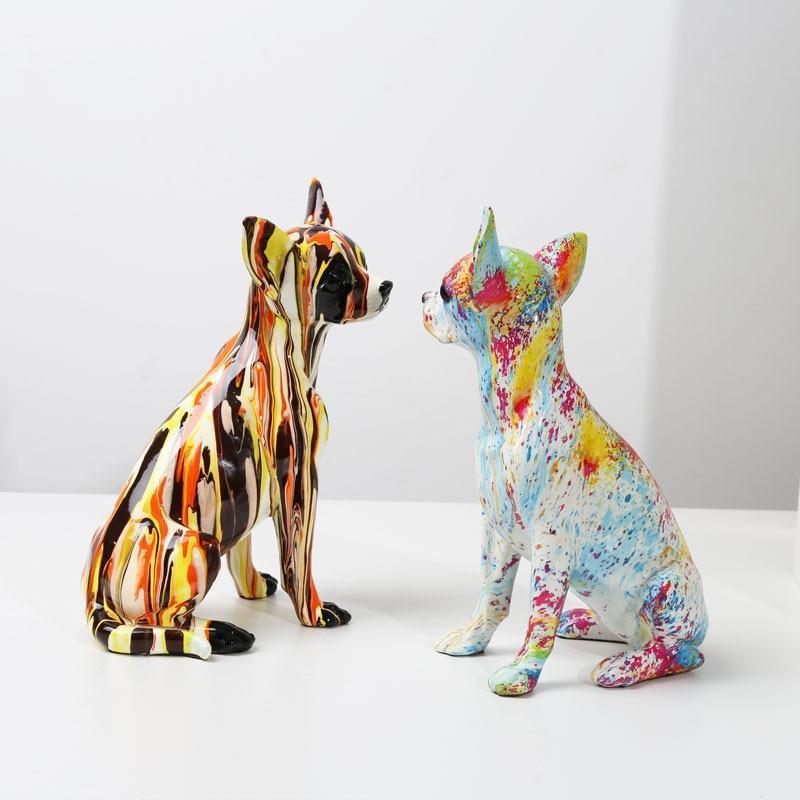 Shop 0 Creative Art Chihuahua Colorful Small Ornaments Resin Dog Crafts Home Decoration Color Modern Simple Office Desktop Craft Mademoiselle Home Decor