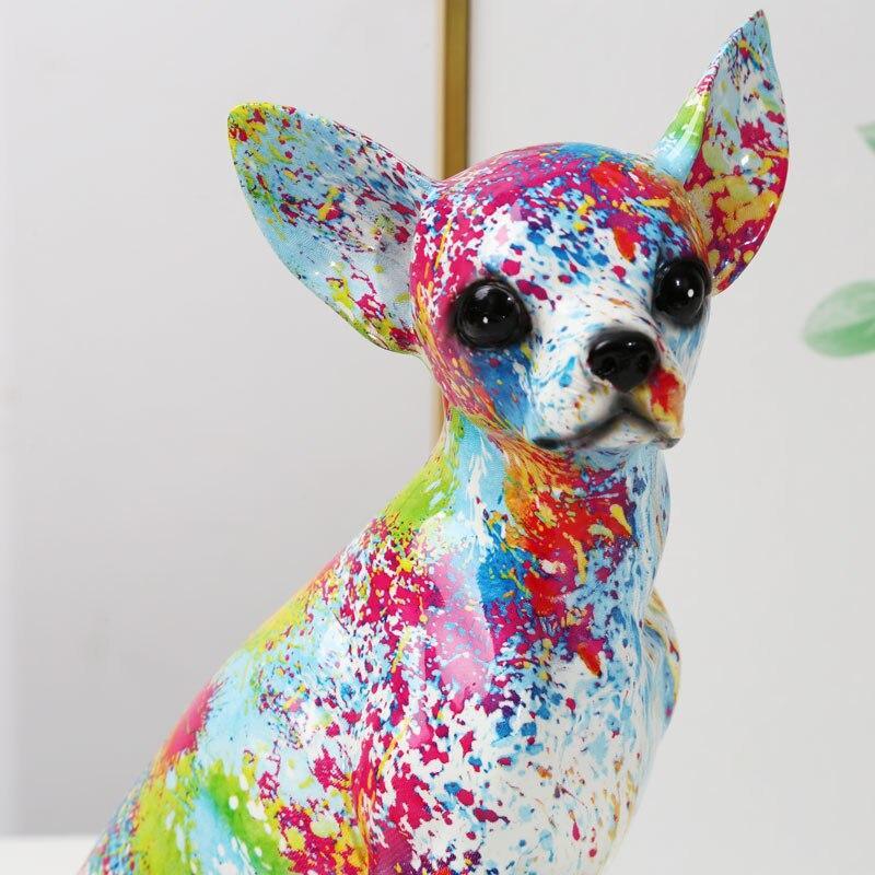 Shop 0 Creative Art Chihuahua Colorful Small Ornaments Resin Dog Crafts Home Decoration Color Modern Simple Office Desktop Craft Mademoiselle Home Decor