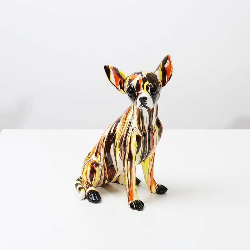 Shop 0 A / 24x12x14CM Creative Art Chihuahua Colorful Small Ornaments Resin Dog Crafts Home Decoration Color Modern Simple Office Desktop Craft Mademoiselle Home Decor