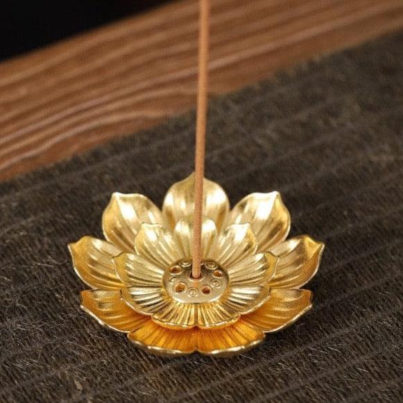 Shop 0 b-small Alloy Incense Burner Stick Holder Buddhism Lotus Line Incense Plate Sandalwood Coil Base Temples Yoga Studios Home Decoration Mademoiselle Home Decor