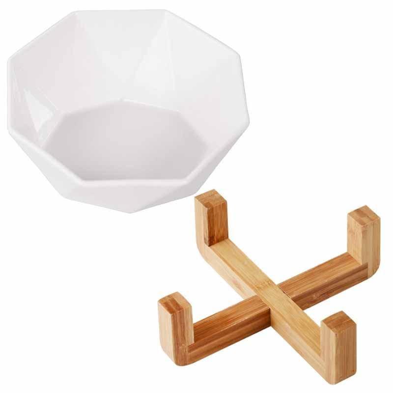 Shop 200003694 white with stand Baset Pet Bowl Mademoiselle Home Decor