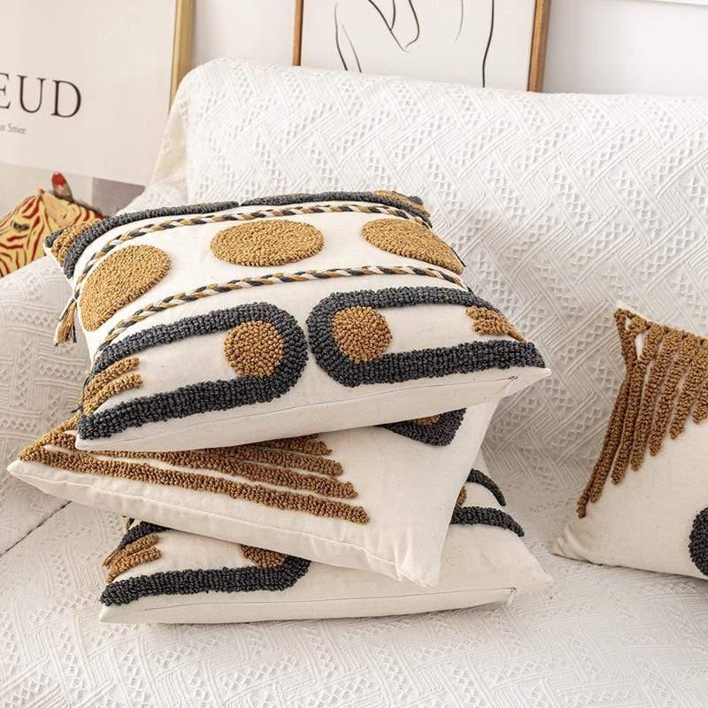 Shop 0 Boho Style Cushion Cover 45X45Cm/30X50Cm Cotton Pillow Cover Coffee Loop Tufted for Home Decoration Natural Living Room sofa Mademoiselle Home Decor