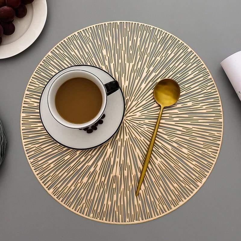 Shop 0 6/4PCS Round Placemats Restaurant Hollow PVC decoration Meal Mat Anti-hot Dining Table Line Mat Steak Plate Pad Mademoiselle Home Decor