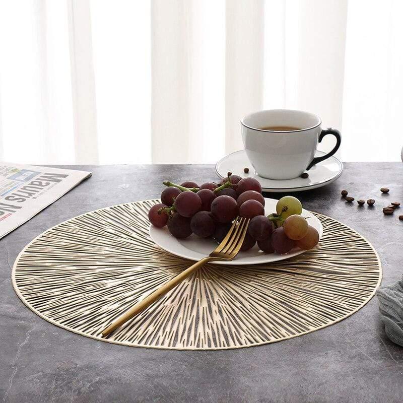 Shop 0 6/4PCS Round Placemats Restaurant Hollow PVC decoration Meal Mat Anti-hot Dining Table Line Mat Steak Plate Pad Mademoiselle Home Decor