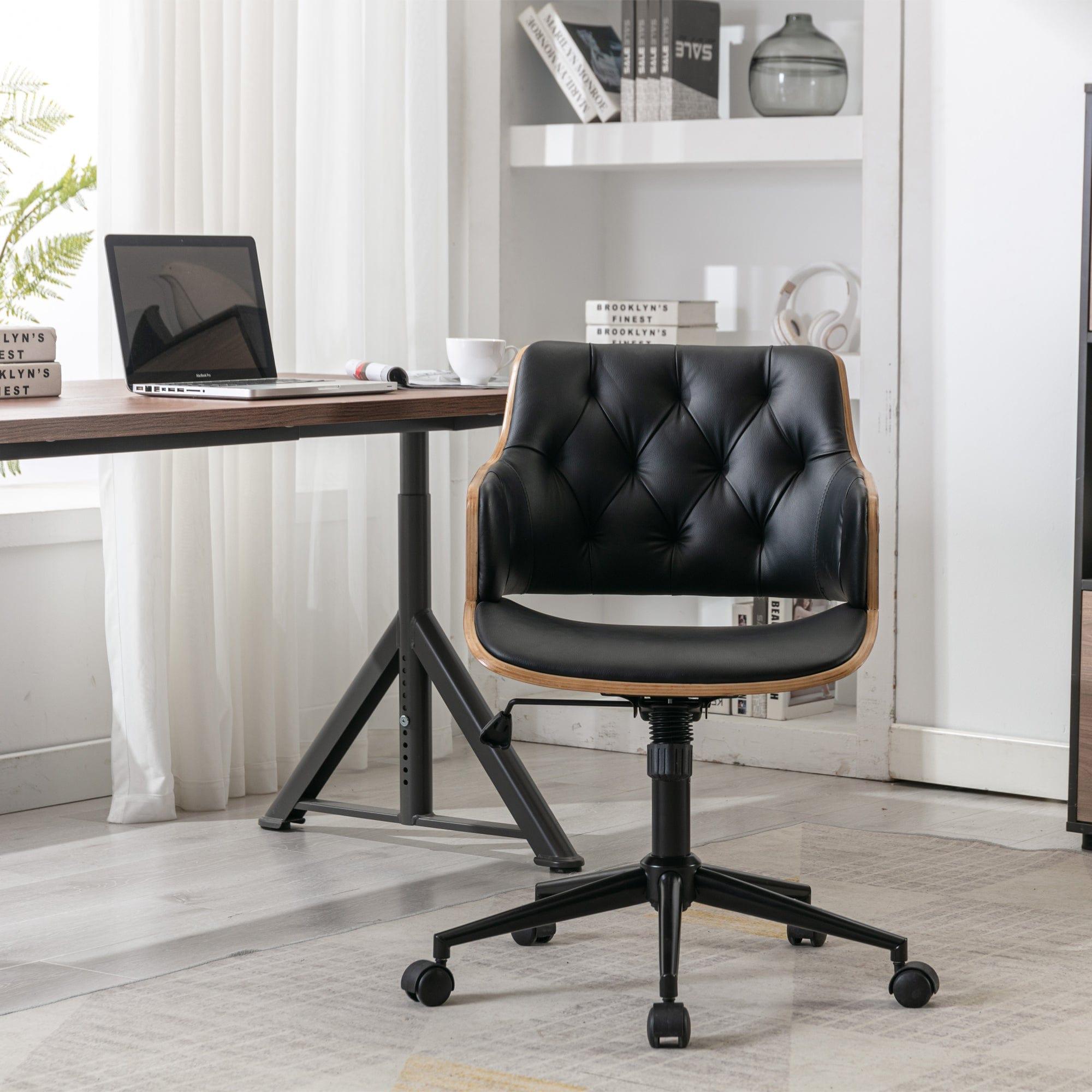 Shop HengMing Bentwood Adjustable Office Chair , black PU Leather Upholstery and black foot Mademoiselle Home Decor