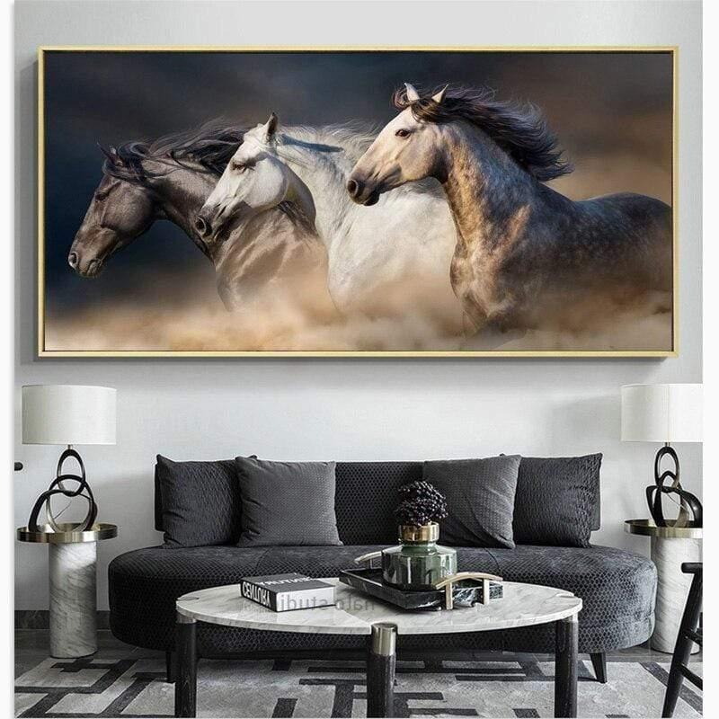 Shop 0 20x40CM NO FRAME / Horses Three left SELFLESSLY Animal Art Two Running Horses Canvas Painting Wall Pictures For Living Room Decor Modern Abstract Art Prints Posters Mademoiselle Home Decor