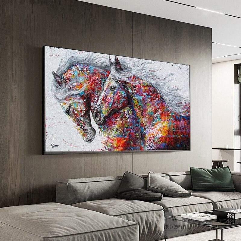 Shop 0 SELFLESSLY Animal Art Two Running Horses Canvas Painting Wall Pictures For Living Room Decor Modern Abstract Art Prints Posters Mademoiselle Home Decor