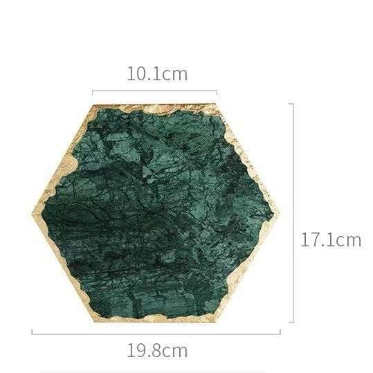 Shop 0 China / F Luxury Non-slip Emerald Real Marble coaster mug place mat Green Stone with Gold Inlay Heat Resistant Trivet Table Decoration Mademoiselle Home Decor