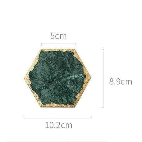 Shop 0 China / D Luxury Non-slip Emerald Real Marble coaster mug place mat Green Stone with Gold Inlay Heat Resistant Trivet Table Decoration Mademoiselle Home Decor