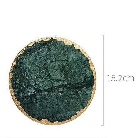 Shop 0 China / B Luxury Non-slip Emerald Real Marble coaster mug place mat Green Stone with Gold Inlay Heat Resistant Trivet Table Decoration Mademoiselle Home Decor