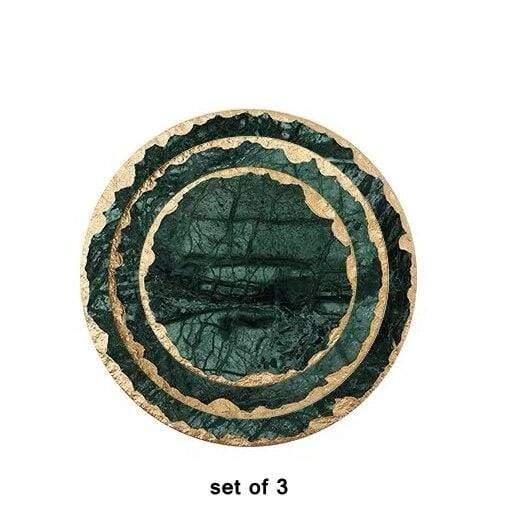 Shop 0 China / G Luxury Non-slip Emerald Real Marble coaster mug place mat Green Stone with Gold Inlay Heat Resistant Trivet Table Decoration Mademoiselle Home Decor