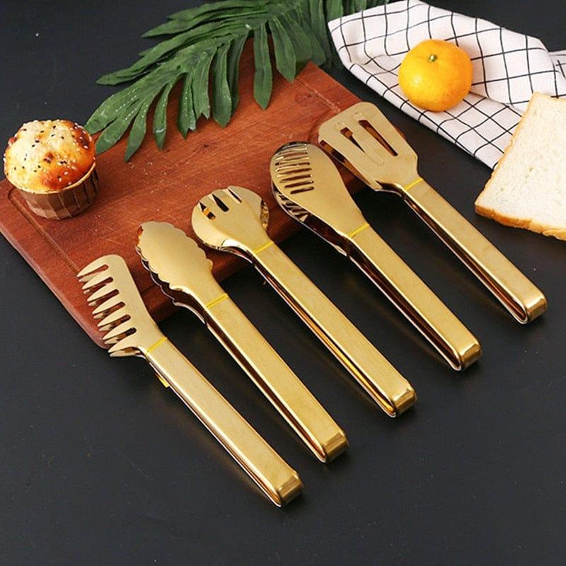 1-10PCS Stainless Steel CookwarLong Handle Set Gold Cooking