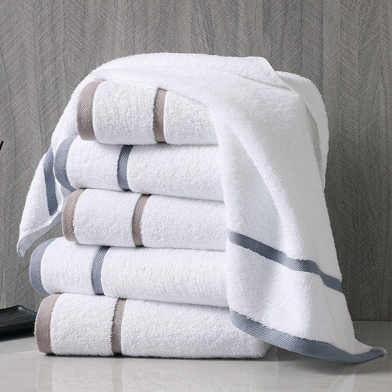 Shop 0 100% Cotton Women/Men White Thick Striped Face Bath Towel Soft and Comfortable Adult Water Absorbent Beach Towels Mademoiselle Home Decor