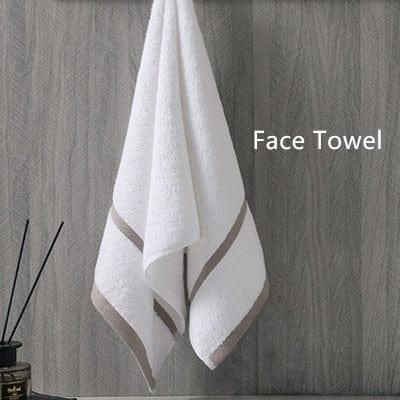 Shop 0 Champagne Gold / 150g 35x75cm 100% Cotton Women/Men White Thick Striped Face Bath Towel Soft and Comfortable Adult Water Absorbent Beach Towels Mademoiselle Home Decor