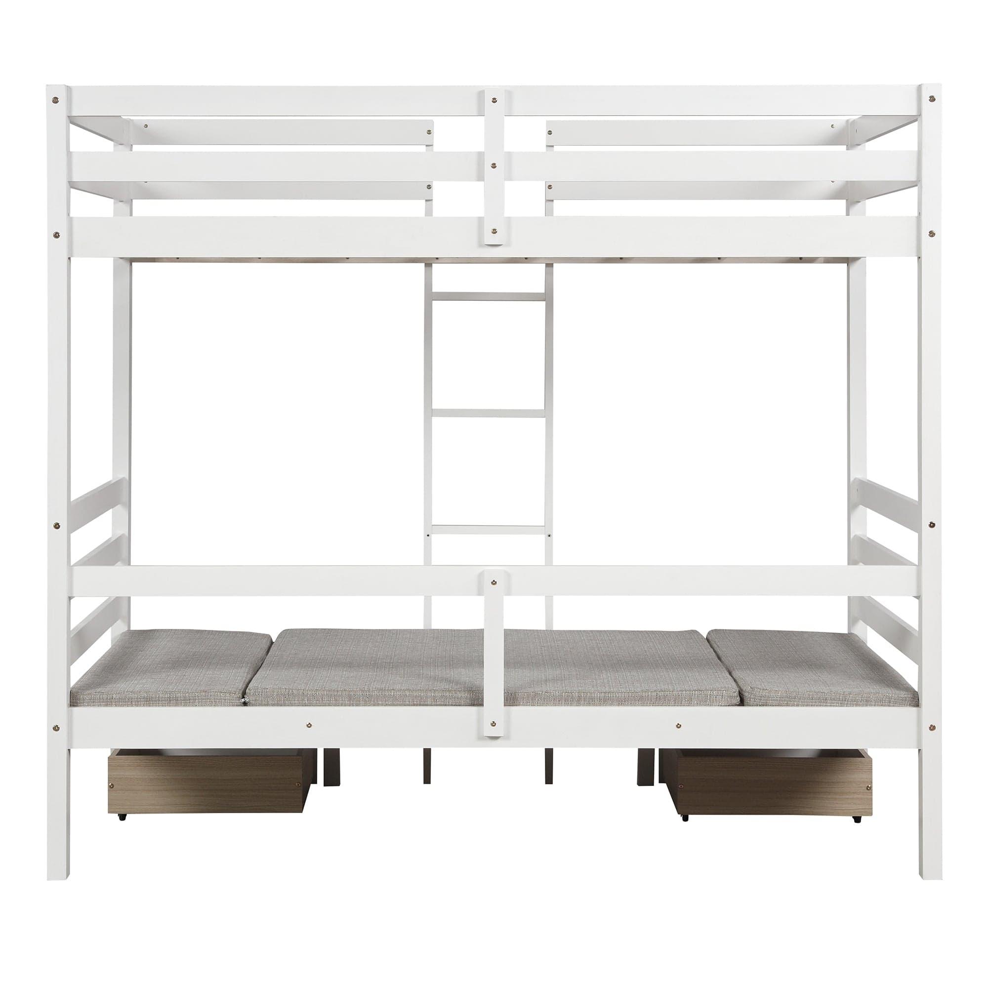 Shop Functional Loft Bed (turn into upper bed and down desk,cushion sets are free),Twin Size,White Mademoiselle Home Decor