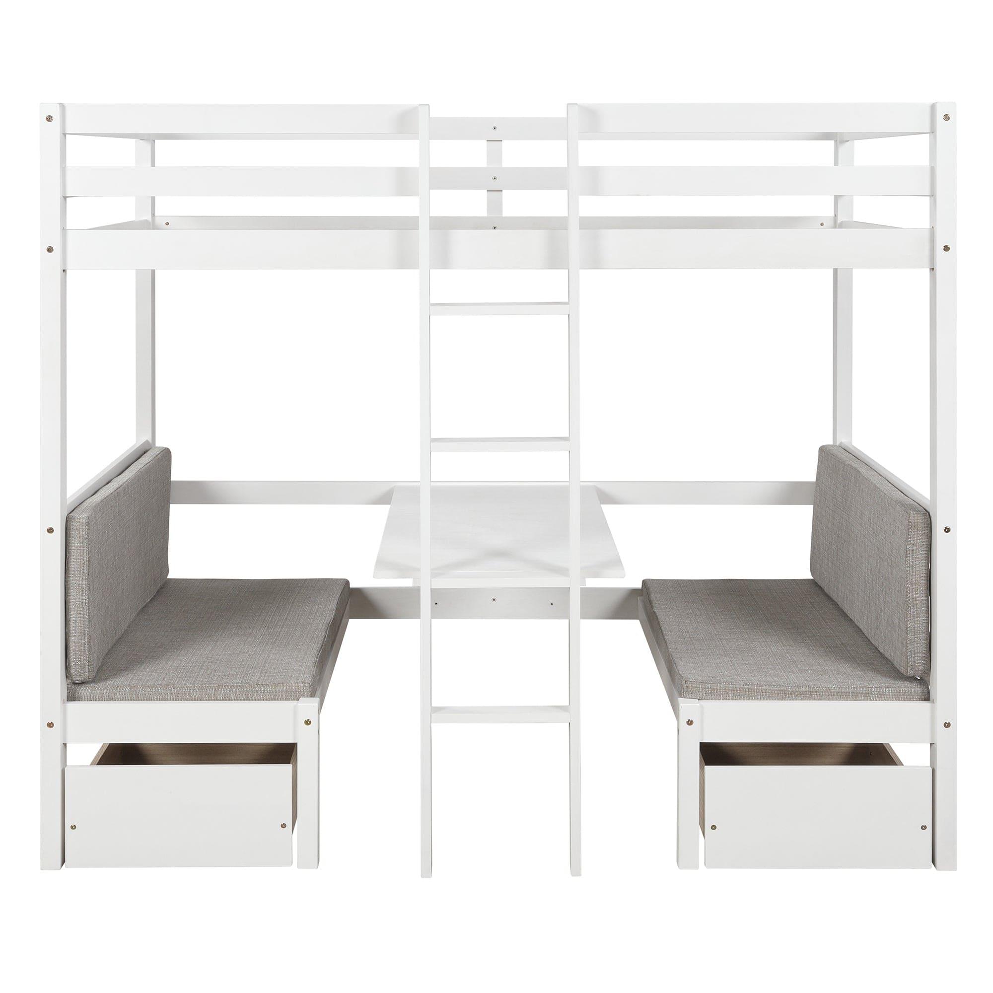 Shop Functional Loft Bed (turn into upper bed and down desk,cushion sets are free),Twin Size,White Mademoiselle Home Decor