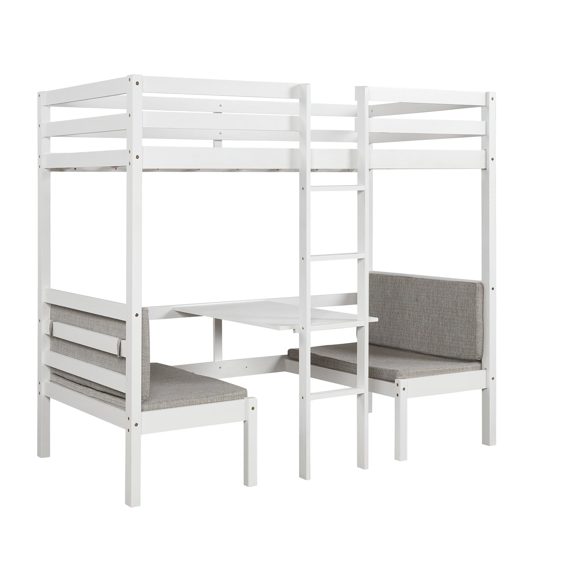 Shop Functional Loft Bed (turn into upper bed and down desk,cushion sets are free),Twin Size,White Mademoiselle Home Decor
