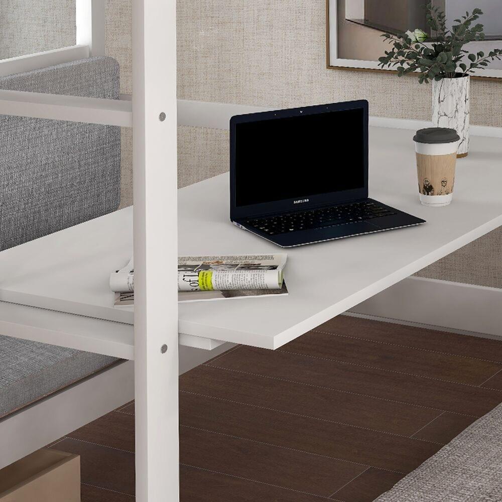 Shop Functional Loft Bed (turn into upper bed and down desk,cushion sets are free),Twin Size,White Mademoiselle Home Decor